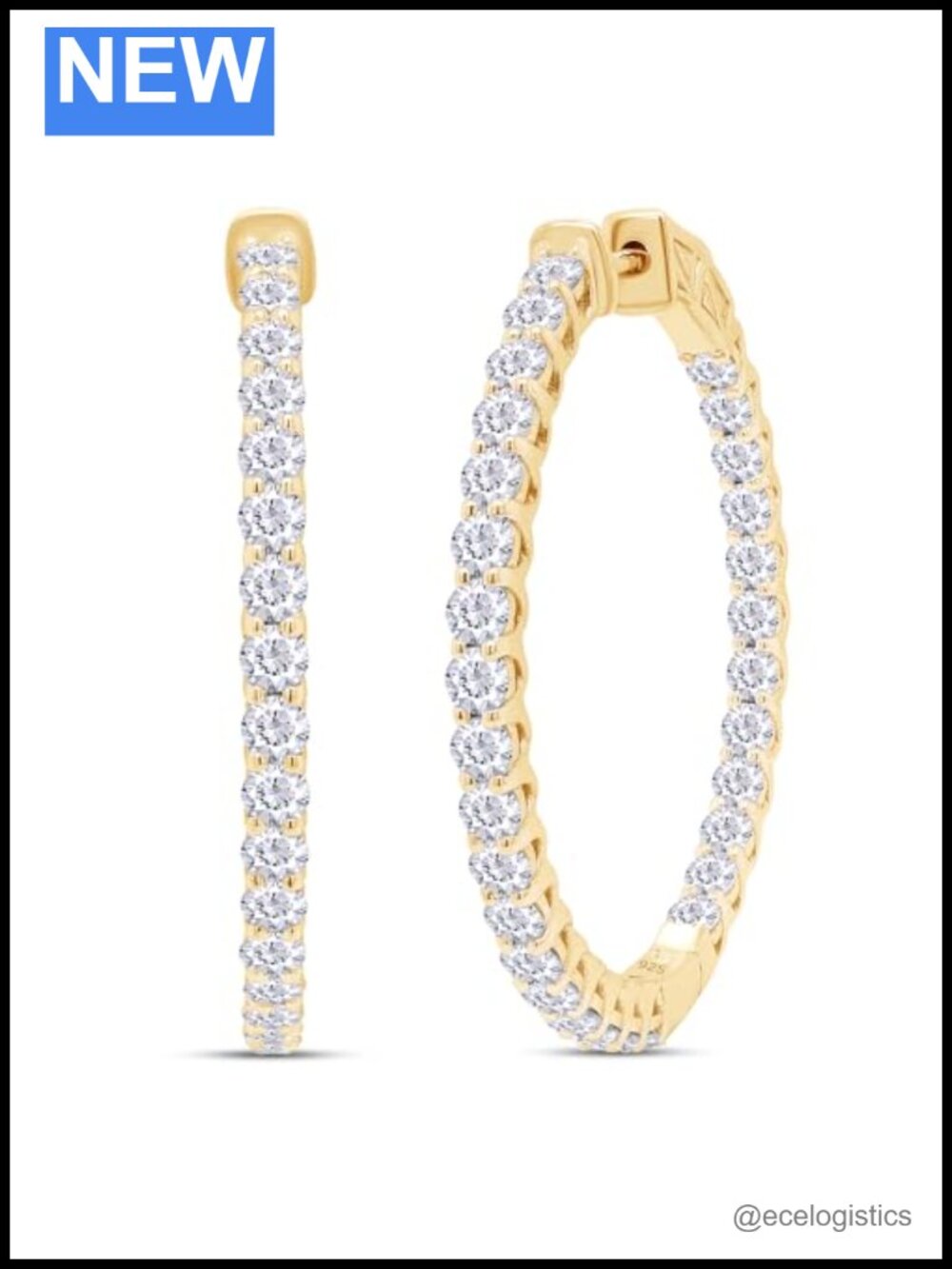 Inside Out Huggie Hoop Earrings Women 14K Yellow Gold Plated 925 Sterling